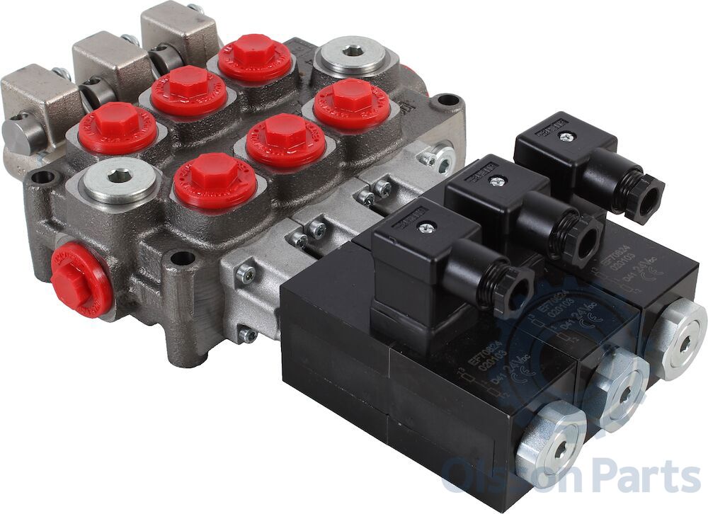 Monoblock valve Q45, 3 sections, electrically controlled.