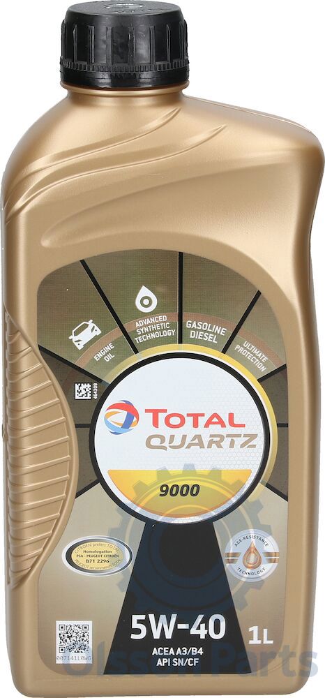 2x Total Quartz Synthetic Engine Oil 9000 Performance 5W40 1L 166243 for  BMW 